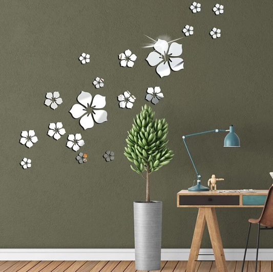 3D Mirror Wall Stickers Blooming Reflections