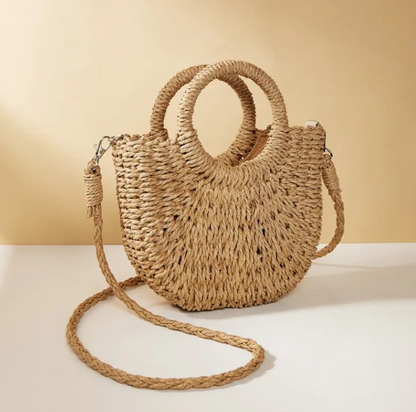 Luxury Designer Women's Straw Tote Bag Candy Color Beach Bag Half & Crossbody Shoulder Bag New 2024