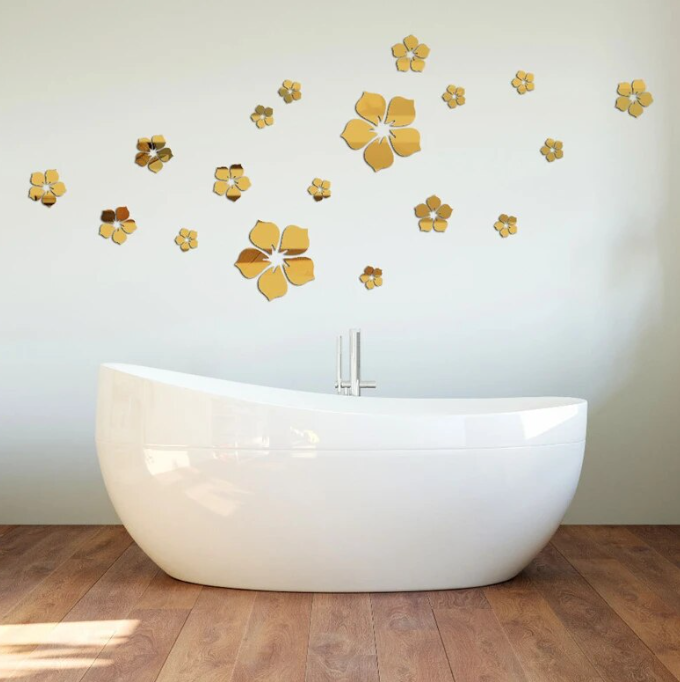 3D Mirror Wall Stickers Blooming Reflections