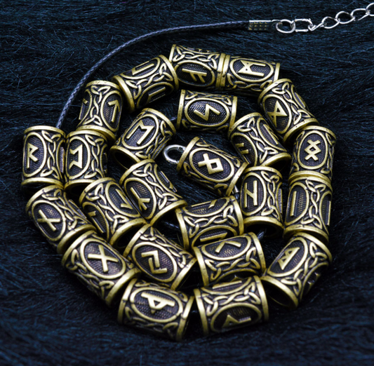 Viking rune beard beads, 24 pieces/set