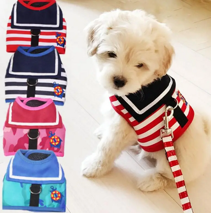 Soft and breathable dog clothes, leash set, collar & chest strap for dogs & cats too!