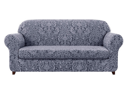 Damask Box Cushion Sofa Slipcover