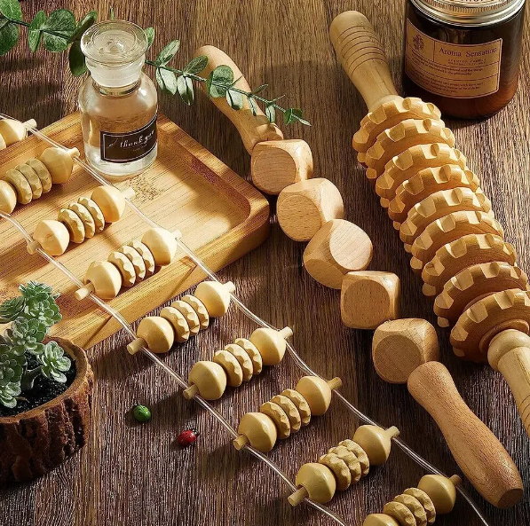 Wood anti-cellulite therapy massage tools