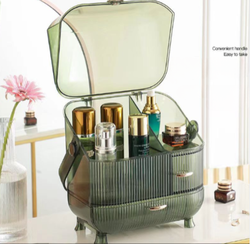 Cosmetic storage box, light luxury transparent desktop, dustproof, portable, storage rack