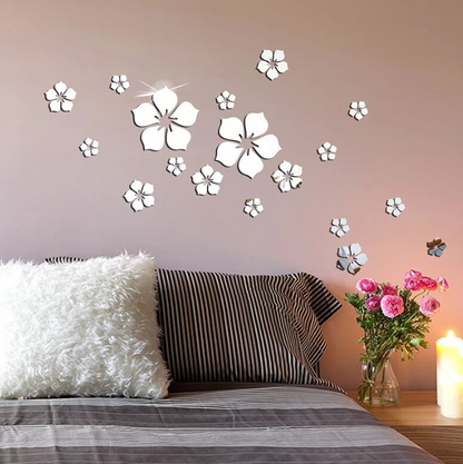 3D Mirror Wall Stickers Blooming Reflections