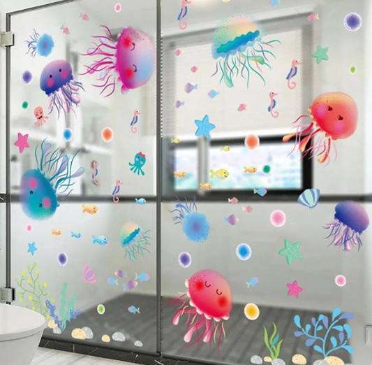 Colorful Underwater Jellyfish Wall Sticker, Home Decor