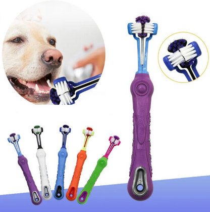 Three-sided multi-angle pet toothbrush, dog and cat cleaning supplies