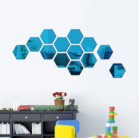 3D Hexagon Mirror Stickers for Walls