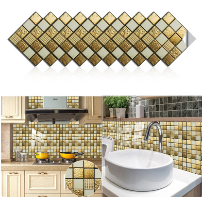 3D Waterproof Tile Art Wallpaper Marble Mosaic Peel and Stick Tile Backsplash