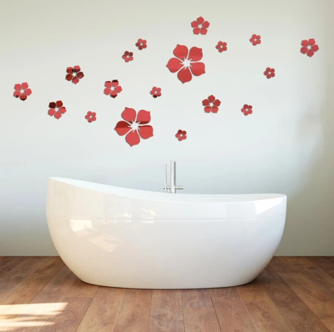 3D Mirror Wall Stickers Blooming Reflections