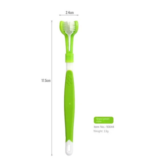 Three-sided multi-angle pet toothbrush, dog and cat cleaning supplies