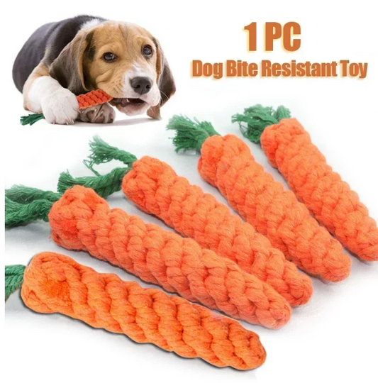 Bite-resistant cotton rope dog carrot toys, durable twisted rope puppy molar teeth cleaning