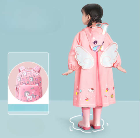 Children's raincoats children baby school bags rain ponchos