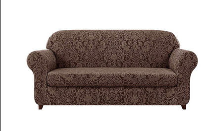 Damask Box Cushion Sofa Slipcover