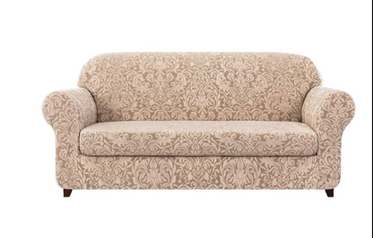 Damask Box Cushion Sofa Slipcover