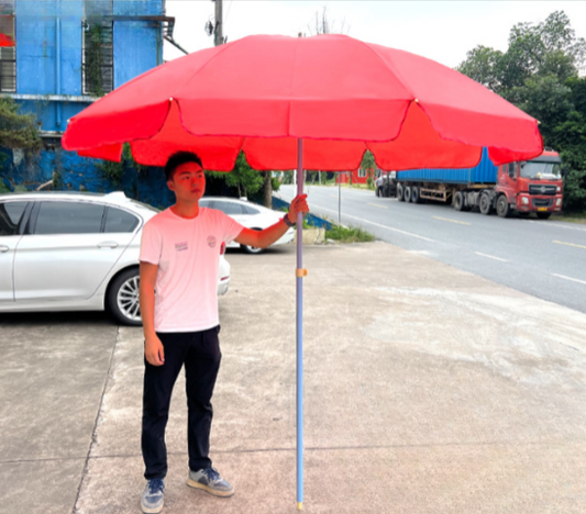 Folding long-handled sun umbrella